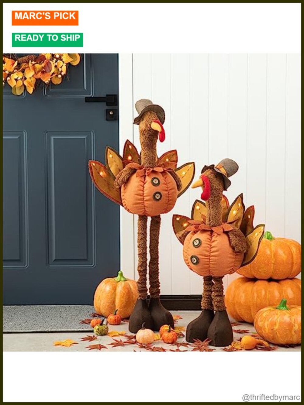LED Thanksgiving Turkey Decor Adjustable Height Timer 37in 24in